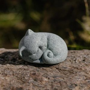 Чайная фигурка «Кот» зелёный песчаник