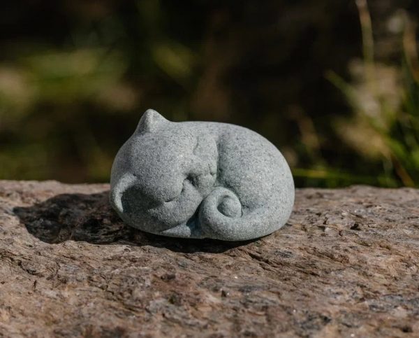 Чайная фигурка «Кот» зелёный песчаник